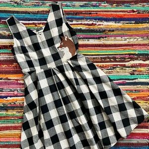 Jessyline ~ Buffalo plaid fit and flare dress with embroidered dog